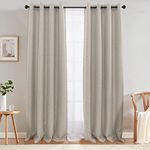 JINCHAN Linen Textured Curtain for Living Room Room Darkening Thermal Insulated Grommet Top Window Drape for Bedroom 1 Panel,W132cm X D244cm Greyish Beige