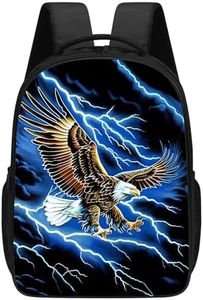 KOYI Boys Backpack American Fierce Flying Eagle Backpack Blue Lightning Backpack for Boys, 16 Inch Kids Backpacks for Kindergarten, Elementary School Boys and Girls with Padded Straps