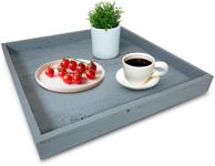 BARNWOODUSA Extra Large Ottoman Tray with Anti Scratch Felt Pad - Rustic Reclaimed Wood Square Ottoman Trays - Perfect for Ottomans, Coffee Tables, and Office Desks - 24"x24" - Slate Blue