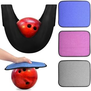 BROTOU 3 Pack 10"x 8" Bowling Shammy Pad with EZ Grip Dots, Bowling Ball Towel Microfiber Bowling Seesaw Bag, Non-Slip Bowling Polishers Bag Bowling Cleaner Towel for Cleaning Dirt/Oil