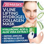 Stylia Double Chin Mask - V Line Chin Strap - Toning Hydrogel Collagen Face Mask with Hyaluronic Acid & Aloe Vera - 20PC