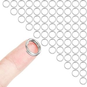 HOLAILS 100PCS Small Double Open Jump Rings Stainless Steel Small Key Rings Split Rings for Dog ID Tag Ring or Craft Decoration connecting accessories to a larger keyring Conecter(0.47 inches, silver)