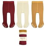 LA Active Girls' Baby Leggings - Cotton, 3 Pairs of Non-Slip Newborn & Toddler Tights - Burgundy & Gold & Vanilla - 6-12 Months