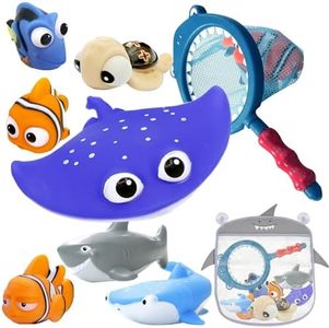 ISEAINNO Finding Dory Nemo Bath Toys for Kids No Hole Mold Free Bath Toys for Toddlers with Storage Bag for Bath Shower Birthday Gifts Summer Beach Pool Activity, Perfect for Children's Day Present