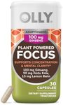 OLLY Focus Adaptogen, Ginseng, Gotu Kola, Mood Support Supplement, Vegetarian Capsules - 30ct