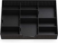 Xacton 3 Slot Drawer Organizer With 9 Adjustable Dividers Multi-Functional Storage Tray Stackable Drawer For Vanity,Home,Office Accessories Black(Pack Of 1,Acrylonitrile Butadiene Styrene),Stationery