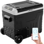 EUHOMY 12 Volt Refrigerator, 53QT(50L) Electric Cooler, Portable Freezer 12V/24V DC 100-240V AC, 12V Fridge -4℉~68℉, 12V Cooler with Wheels & 2 Baskets for Travel,Camping,Truck,Boat