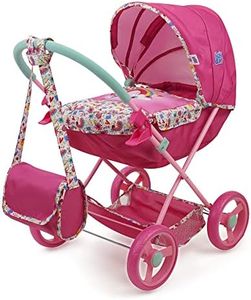 509 Crew Baby Alive: Deluxe Classic Doll Pram - Pink & Rainbow - includes Matching Handbag/Diaper Bag, Fits Dolls up to 18", Large Canopy, Storage Basket & Bassinet, Pretend Play for Kids Ages 3+