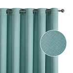 Krismile Full Blackout Curtains Eyelet Noise Reducing for bedroom - Thermal Insulated & Room Darkening,Thick Extra Long Lined for Livingroom 52 x 96 inch Teal Color Set of 2