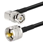 SUPERBAT PL259 to BNC Cable UHF Male to BNC Male Right Angle RG58 Coax Cable for CB Radio Jumper Cable Ham Amateur Radio Scanner Antenna SWR Meter Dummy Load, 10ft