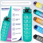 WOTERLY Silicone Time Marked Motivational Water Bottle, Tracker And Reminder Sports Bottle, 1 Lt Unbreakable Leakproof Bpa Free For Gym Office Traveling (Mint Green)