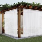 youleyar White Sheer Outdoor Curtains for Patio Waterproof 2 Panels Linen Look Rod Pocket Indoor Voile Curtain for Living Room, Bedroom, Porch, Pergola, Cabana, Gazebo(100x84 Inch, White)