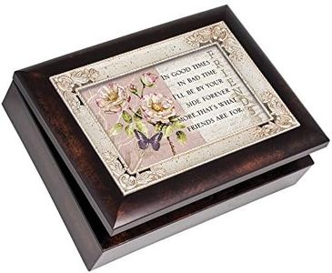 Cottage Garden Friends in Good Times and Bad Burlwood Jewelry Music Box Plays What Friends are for