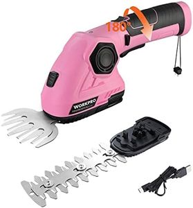 WORKPRO Pink Cordless Grass Shear & Shrubbery Trimmer - 2 in 1 Handheld Hedge Trimmer 7.2V Electric Grass Trimmer Hedge Shears/Grass Cutter 2.0Ah Rechargeable Lithium-Ion Battery - Pink Ribbon