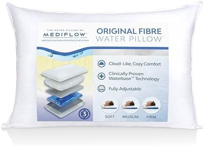 Mediflow Fibre Water Pillow - Sleeping Bed Pillow for Neck Pain Relief, Adjustable for Sleeping Positions. Side, Back and Stomach Sleeper Friendly, The First & Original Water Pillow (1 Pillow)