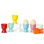 Porcelain Egg Cups,Ceramic Egg Stand Holders for Hard Boiled Eggs,Set of 8 (MixColor)