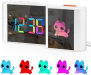 SZELAM Alarm Clock,Digital Alarm Clock with Cute Cartoon,Large Mirror Clock,11 Colors Digital,10 Colors RGB Cartoon,Week Display,Auto Dimming,Dual Alarms,USB Port,5 Levels Volume for Desk Home Decor