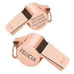 Uiopa Whistles Sports, Personalised Whistle with Lanyard, Stainless Steel Loud Whistle for Teacher Coach Referee, Custom Whistle for Soccer Basketball (Rose Gold: Double-Sided Lettering)