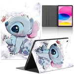 Cute Cartoon Case for iPad 10th Generation Case 2022 iPad 10.9 Inch -Kawaii Animal Printed Funda Folio Cover Leather Cases for Girls Women Teens（White Marble）