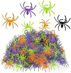 SENONAPO 400 Pcs Halloween Spider Rings Light Up Rings Plastic Flashing Ring Table Scatter Cupcake Topper Halloween Spider Glow in The Dark Party Supplies Party Favors Gifts Toy Spider