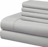 Bedding Begs 100% Organic Bamboo, Soft & Cooling, 4 Pices Bed Sheets(1 Flat Sheet and 1 Fitted Sheet 8" Deep Pocket with 2 Pcs Pillow Cover Set (17"x27") Queen Size Light Gray Solid