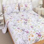 RYNGHIPY Cotton Floral Bed Sheet Set Full Size Botanical Flowers Print Girls Bedding Shabby Garden Floral Bed Sheets