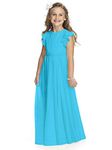 Aibaowedding Fancy Chiffon Flower Girl Dresses Flutter Sleeves Junior Bridesmaid Dress(Sky Blue 8-9Y)