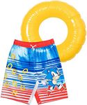 SEGA Sonic The Hedgehog Little Boys Swim Trunks Bathing Suit With Inflatable Tube Blue 7