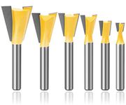 Mesee 6 Pieces Dovetail Router Bits, 1/4 Inch Shank Half-Blind & Through Dovetail Joint Router Bit Set Woodworking Milling Cutter Tools 1/4" 3/8" 1/2" 5/8" 3/4" 7/8"