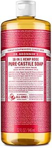 Dr. Bronner’s - Pure-Castile Liquid Soap (Rose, 946 mL) - Made with Organic Oils, 18-in-1 Uses: Face, Body, Hair, Laundry, Pets & Dishes, Concentrated, Vegan, Non-GMO