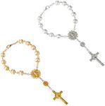 2PCS Car Rosary for Rearview Mirror Cross Auto Rosary Rear View Mirror Pendant Car Mirror Accessories for Car Decor Interior Home Garden