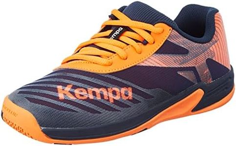 Kempa Wing 2.0 Junior Handball Shoe, bleu Marine/Orange Fluo, 10 UK Child, Bleu Marine Orange Fluo, 11 US