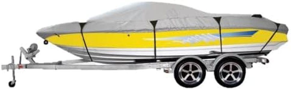 Formosa Covers Premium 600 Denier Boat Cover Heavy Duty Protection for Trailer Travel & Storage for V-Hull Runabouts (inboard/Outboard) Boats Size 17ft to 19ft