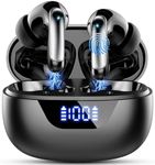 Wireless Earbuds, 2024 Bluetooth 5.3 Headphones 48H Playback Deep Bass with 4 ENC Noise Cancelling Mic, in Ear Earphones IP7 Waterproof, Wireless Headphones LED Display Ear Buds for Gym, Workout Black