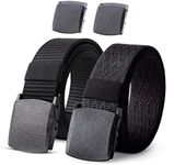 JASGOOD Nylon Military Tactical Men Belt 2 Pack Webbing Canvas Outdoor Web Belt with Plastic Buckle, C-Black+Black, Fits Pant up to 45 Inch