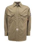 BOCOMAL FR Shirts Flame Resistant 100% C NFPA2112 7.5oz Men's Fire Retardant Welding Shirt, Pearl Snaps-khaki, Medium