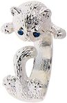Grumpy Cat Wrap Ring for Women by Ginger Lyne | Silver Plated Fashion Kitty Ring for Her | Gifts for Birthdays or Holidays
