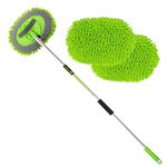 GreatCool 62" Car Wash Brush Mop Kit with Long Handle, 2 in 1 Chenille Microfiber Sponge Mitt Cleaning Detailing Duster for Washing Cars Truck SUV RV Caravans and Household(2 x Mop Head)