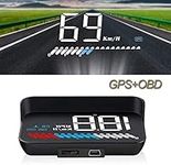 Head Up Display Car HUD Display OBD2 & HUD Display GPS, iKiKin 3.5"/8.9cm Head Up Display, Speedometer, Car Tachometer, Water Temperature Gauge Motor Speed Safety Alarm