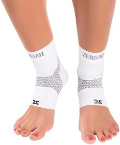 Zensah Plantar Fasciitis Sleeves (Pair) – Plantar Fasciitis Socks, Arch Support, Plantar Fasciitis Brace – Relieve Heel Pain, Arch Support, Large, White (6325)