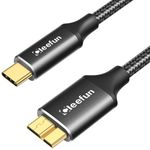 CLEEFUN 1m USB C Hard Drive Cable,USB C to USB 3.1 Micro B 10Gbps USB Type C to Portable External Hard Drive Cord for Seagate,WD,Lacie,Toshiba,Westgate,Macbook pro,Samsung M3,Galaxy S5 S20,Camera