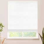 Hiifroy Cordless Roman Shades for Windows, 100% Blackout and Heat Blocking Roman Blinds for Window Living Room Bedroom,Blackout Beige White,Custom Size