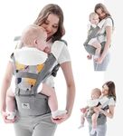 Baby Carrier, Bellababy Multifunction Baby Carrier Hip Seat (Ergonomic M Position) for 3-36 Month Baby, 6-in-1 Ways to Carry, All Seasons, Adjustable Size, Perfect for Shopping Travelling, Grey