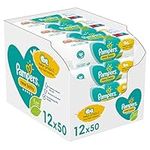 Pampers Baby Wipes Multipack, New Baby Sensitive, 600 Wet Wipes (12 x 50), Baby Essentials for Newborn