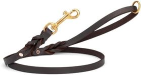 Viper Leather Dog Leash 6ft, Dog Training Leash with Brass Hardware, Leather Leash for Dogs Large Medium Small Breeds (W 3/4" - L 6 FT Brown Brass)