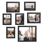 Giftgarden 7 Pack Black Picture Frames Multiple Sizes, Four 4x6, Two 5x7, One 8x10, Assorted Photo Collage Family Gallery Living Room, Wall or Tabletop