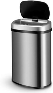 Juskys Poubelle automatique avec capteur de 50 L - poubelle électrique, détecteur de mouvement, couvercle automatique, étanche, rectangulaire, cuisine - argenté