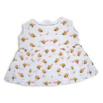 BAYBEE Organic Muslin Cloth Girls Frock for Baby | Baby Cotton Frock Sleeveless with Printed Design & Zip Lock | New Born Baby Clothes | Baby Summer Wear Girl Dress for 9-12 Months (Bees (L)