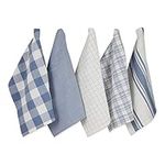 DII Large Woven Cotton Dishtowel/Tea Towel Set, Stonewash Blue, 18x28