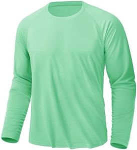 KEFITEVD Men's Running Shirts Long Sleeve Shirts for Men Rash Guard Swimming Shirt Sun Protection Outdoor T-Shirts Mint Green